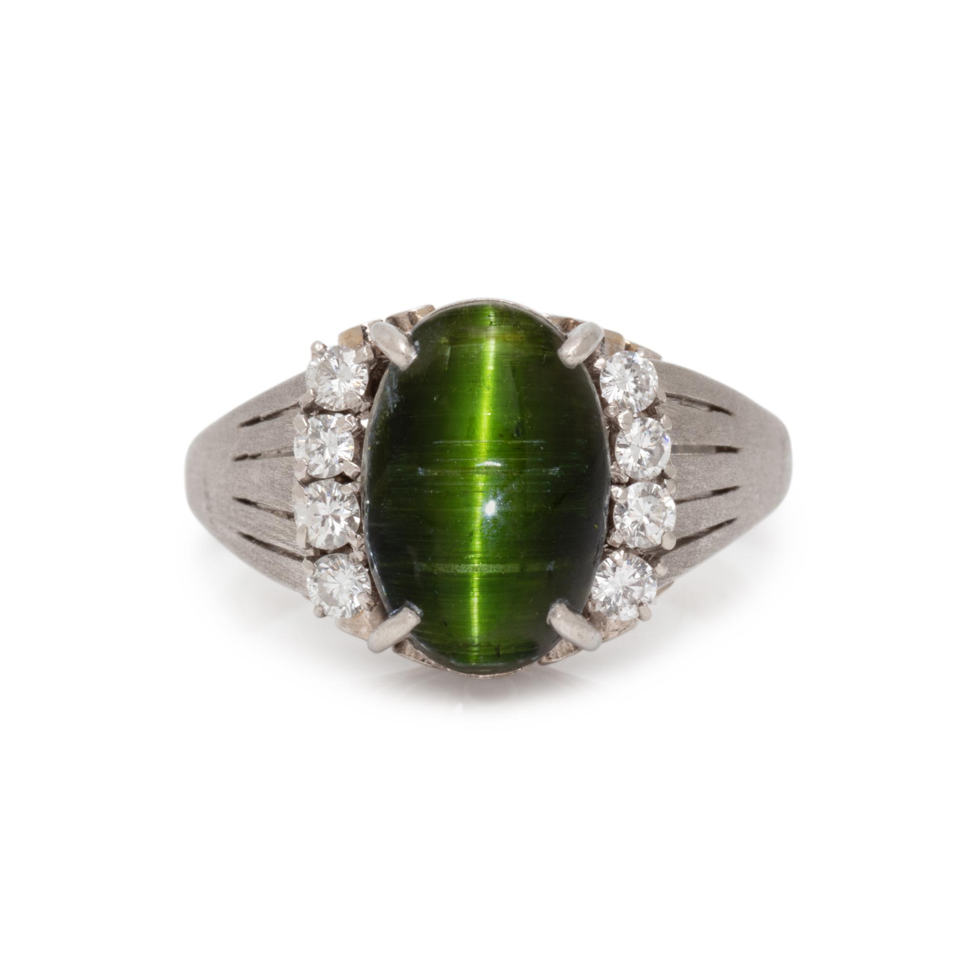 CAT'S EYE TOURMALINE AND DIAMOND RING