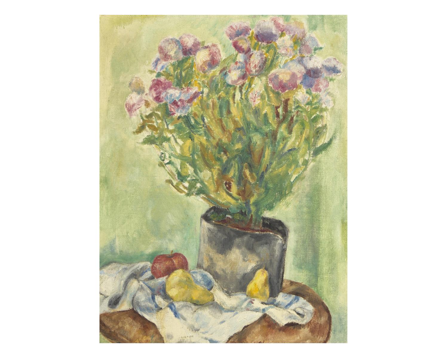 Still Life with Flowers, Apple and Pears