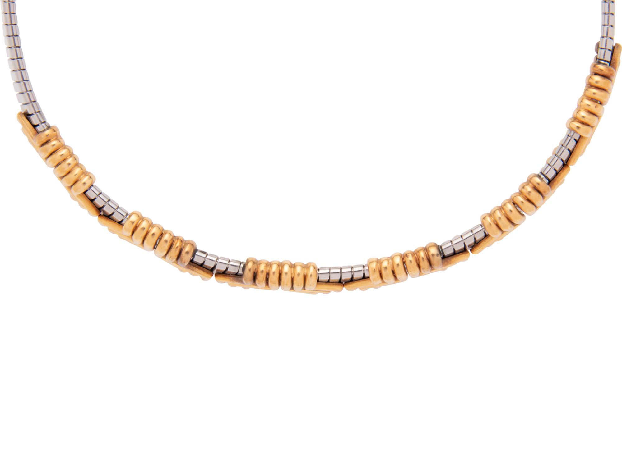 BVLGARI, STAINLESS STEEL AND YELLOW GOLD COLLAR NECKLACE