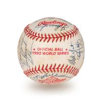 A 1992 Atlanta Braves National League Champion Team Signed Autograph Baseball With 29 Signatures (Beckett Authentication Services Letter BAS Certified),