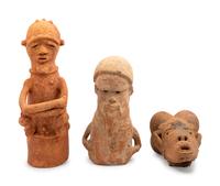 Two Earthenware Figures and a Nok Earthenware Head