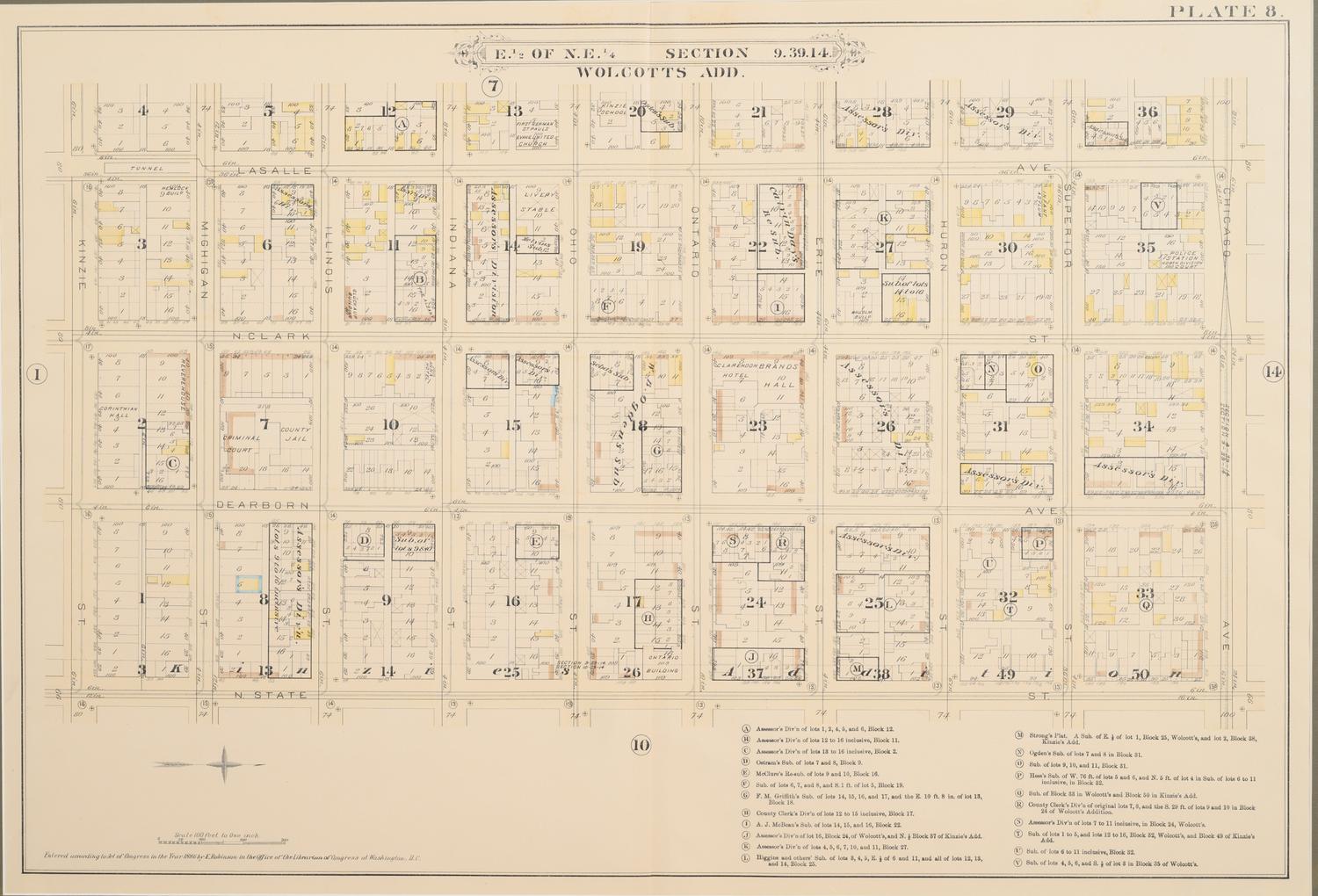 A group of 5 maps of Chicago streets, comprising:
