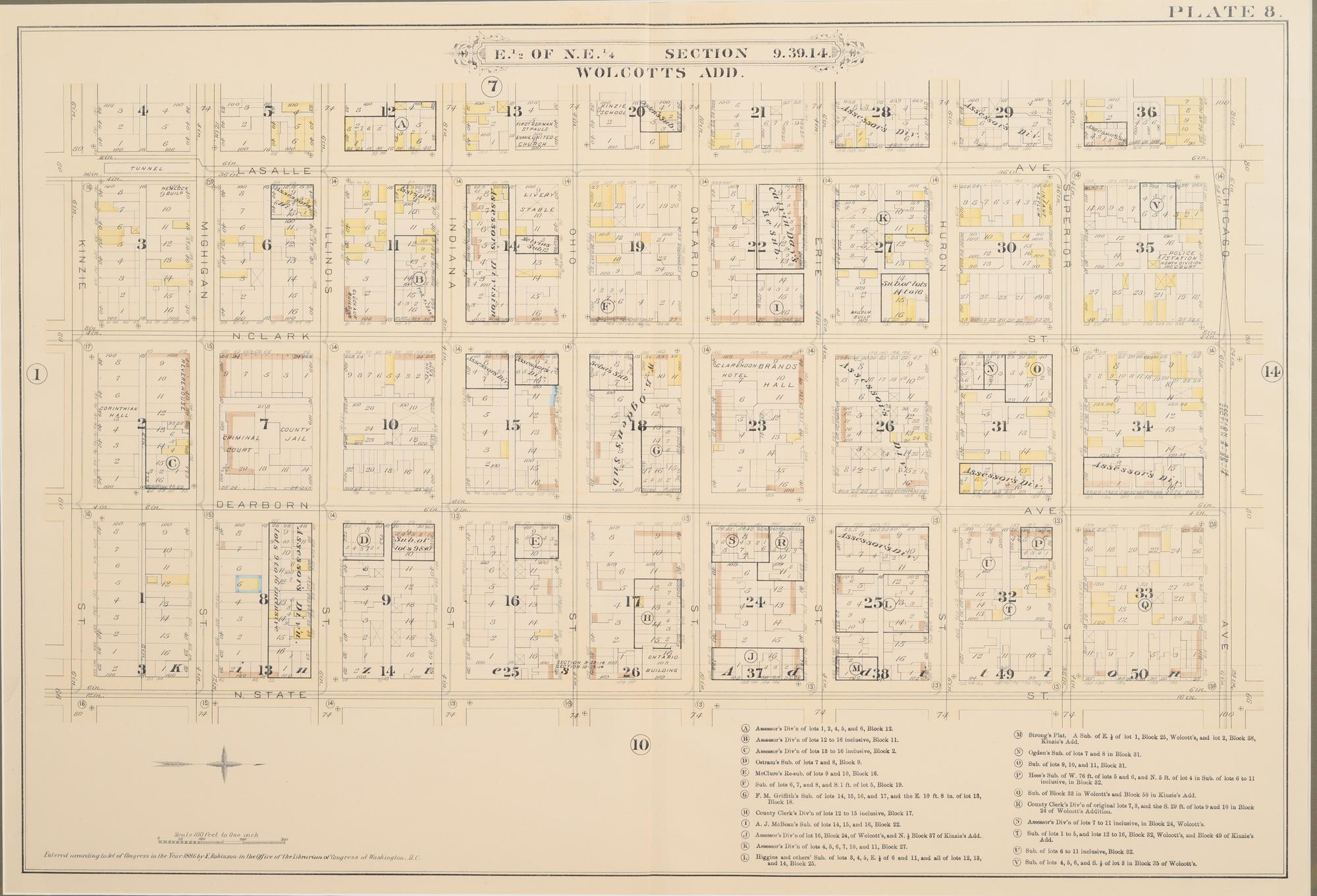 A group of 5 maps of Chicago streets, comprising: