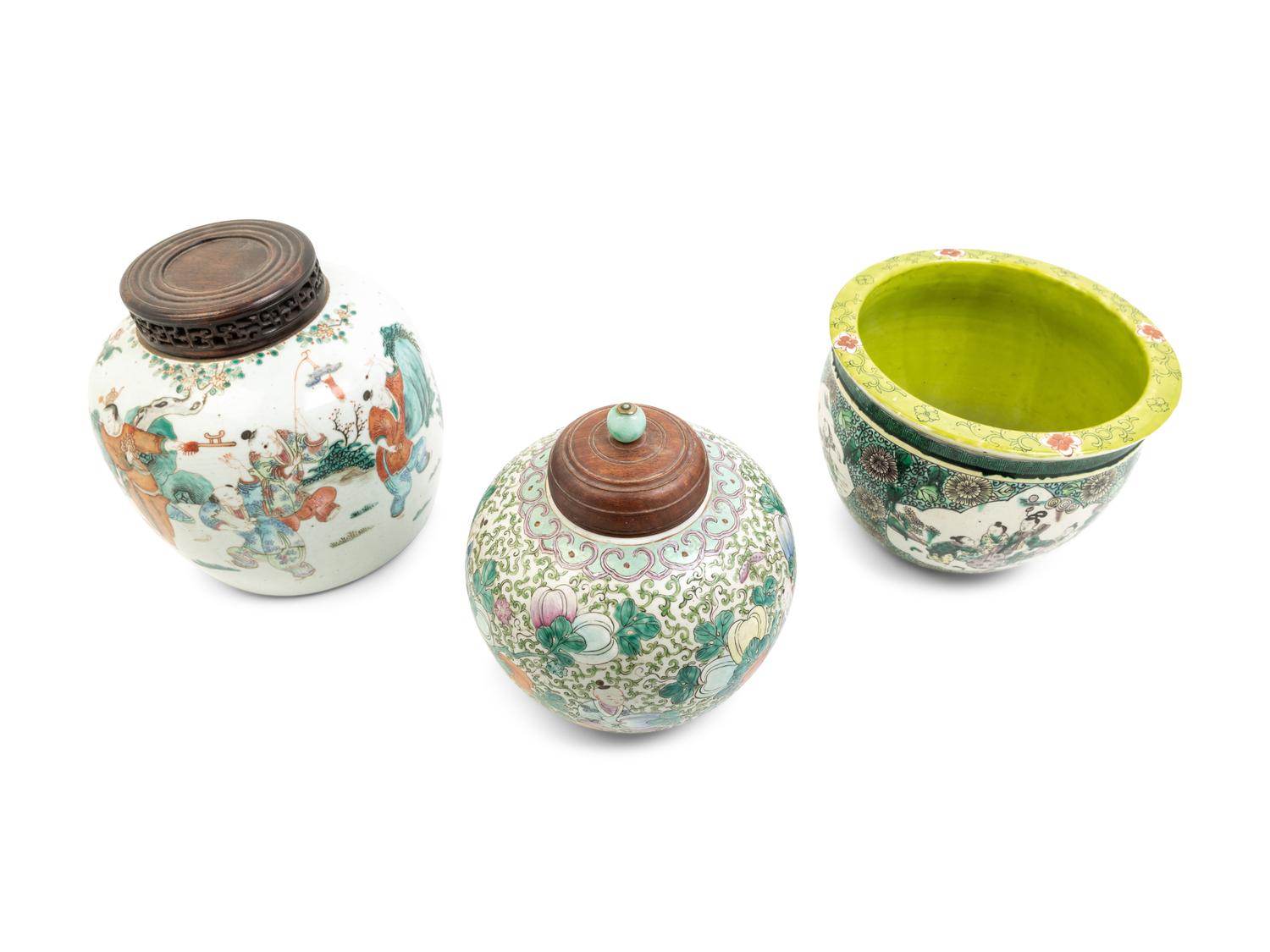 Three Chinese Enamelled Porcelain Jars
