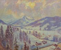 William Samuel Horton, (American, 1865-1936), Snow at Gstaad, The Valley, 1922