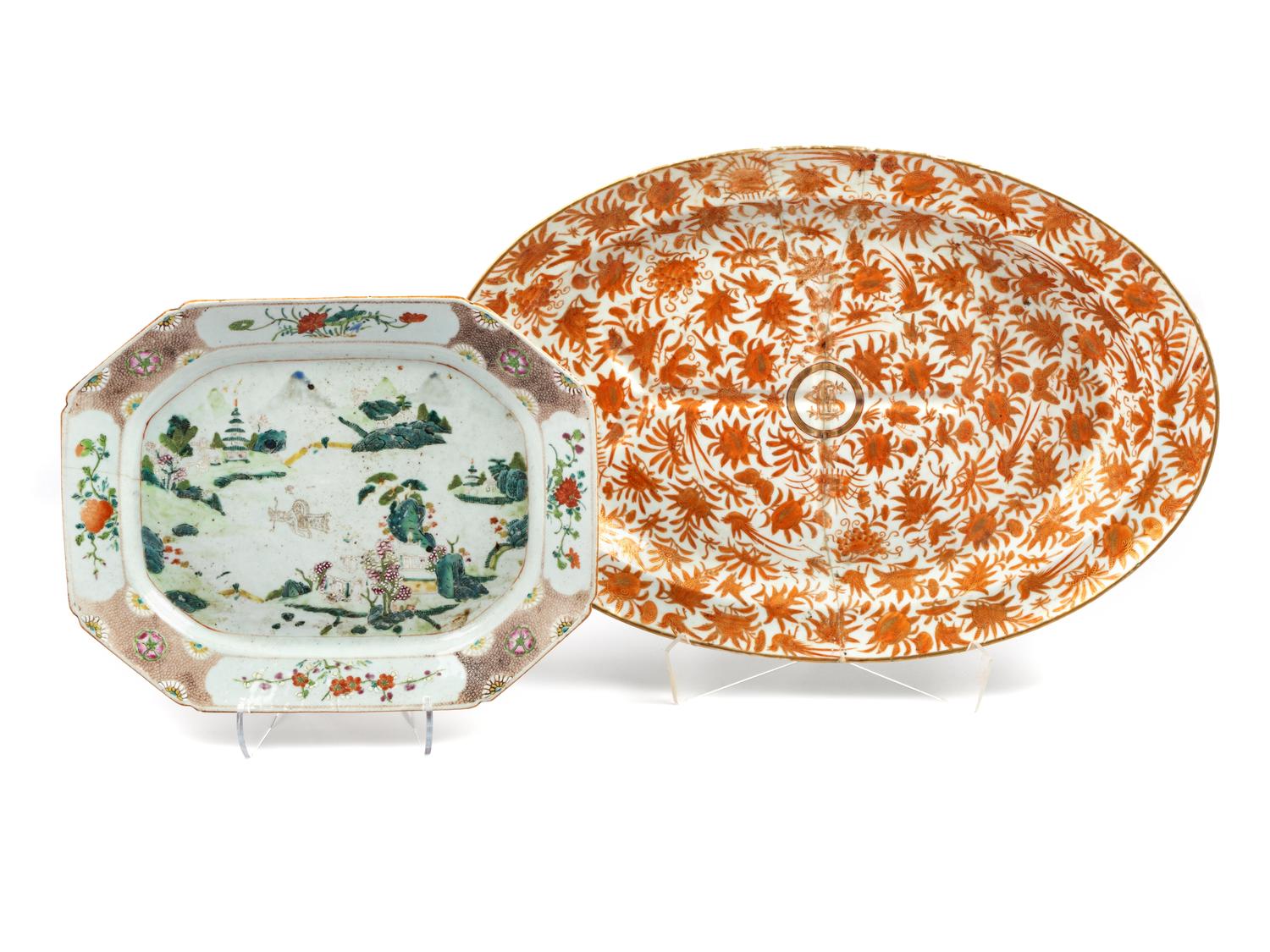 Two Chinese Export Porcelain Platters