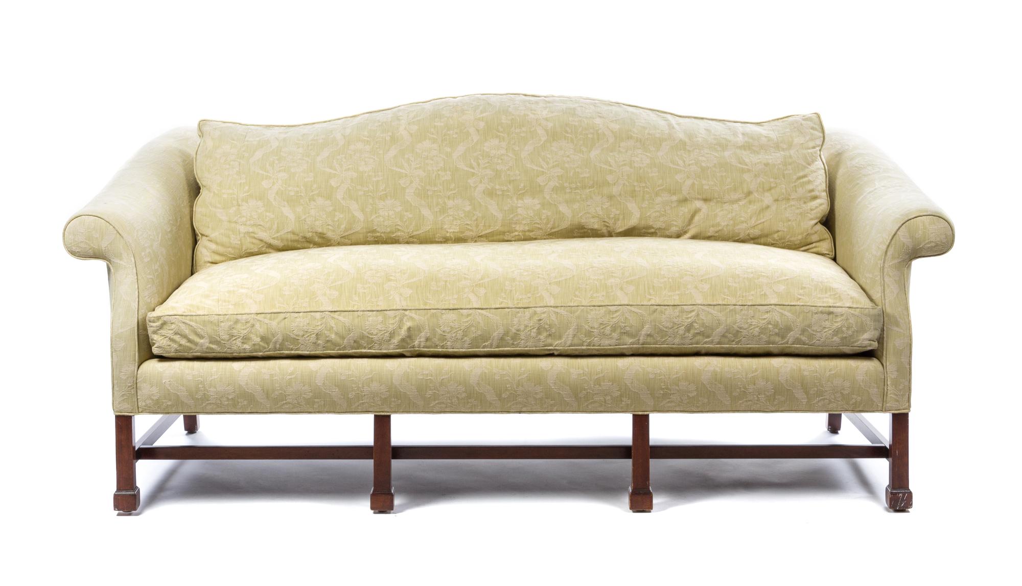 A George III Style Mahogany Sofa Height 37 x width 82 x depth 35 inches. — 20TH CENTURY