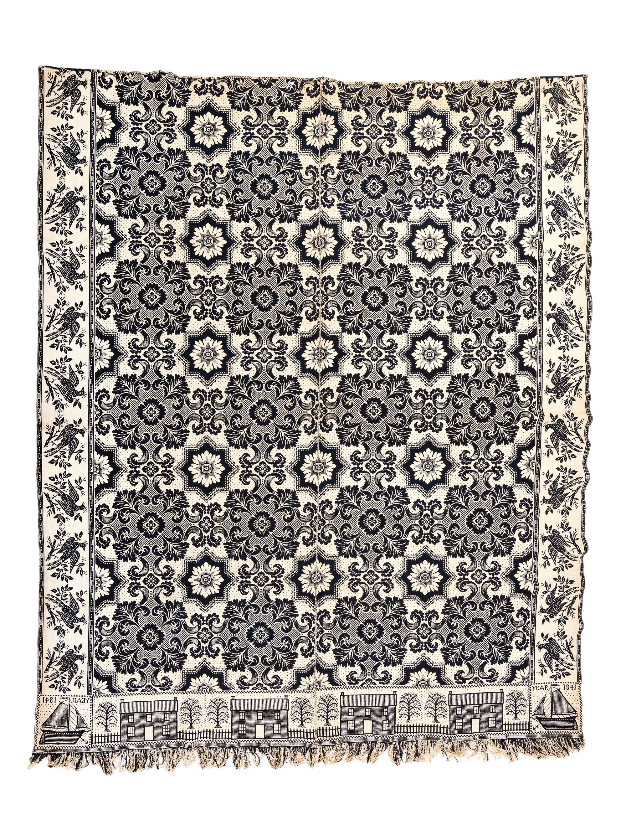 Four Jacquard Coverlets Including a George Washington Example