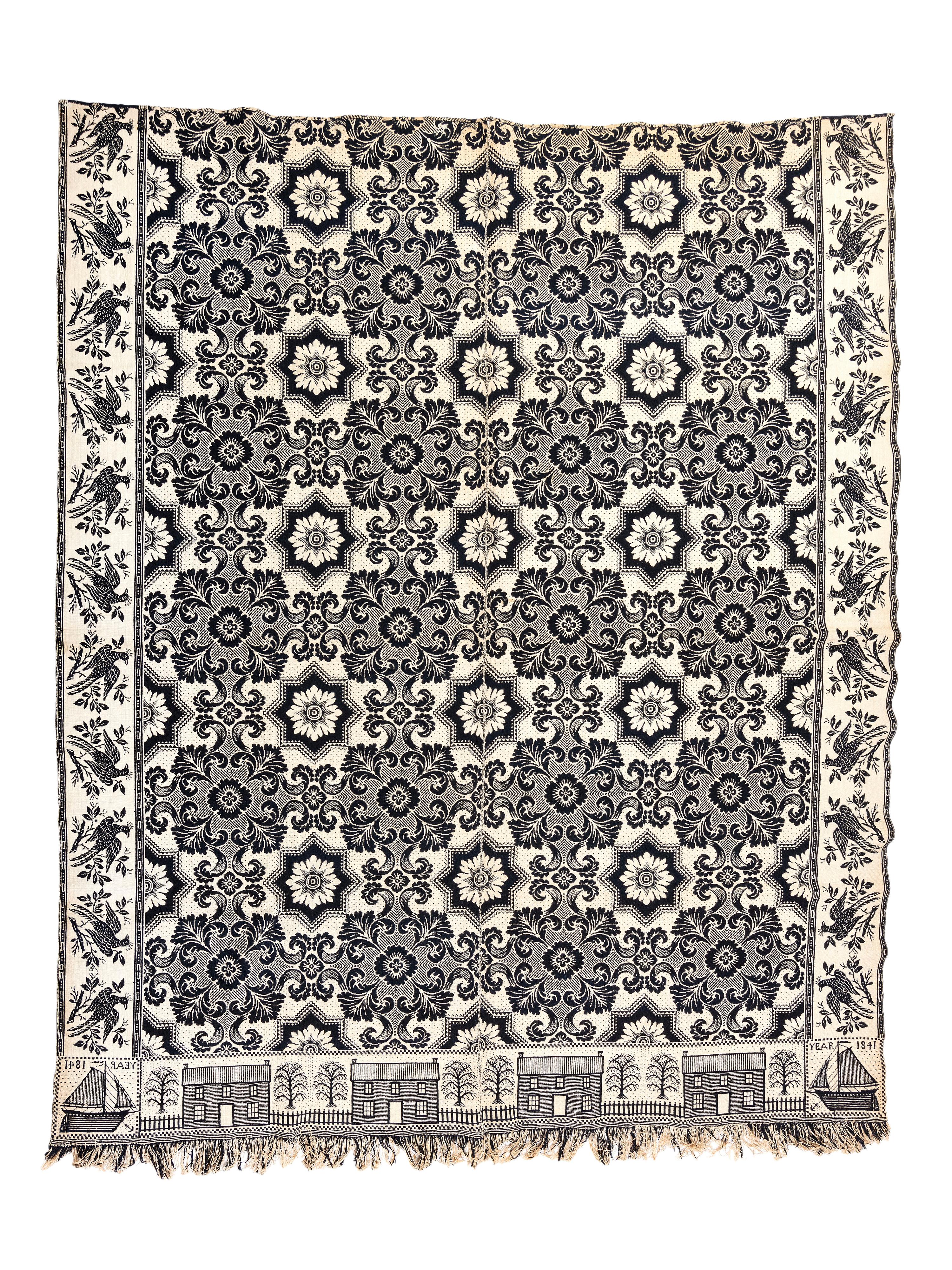 Four Jacquard Coverlets Including a George Washington Example