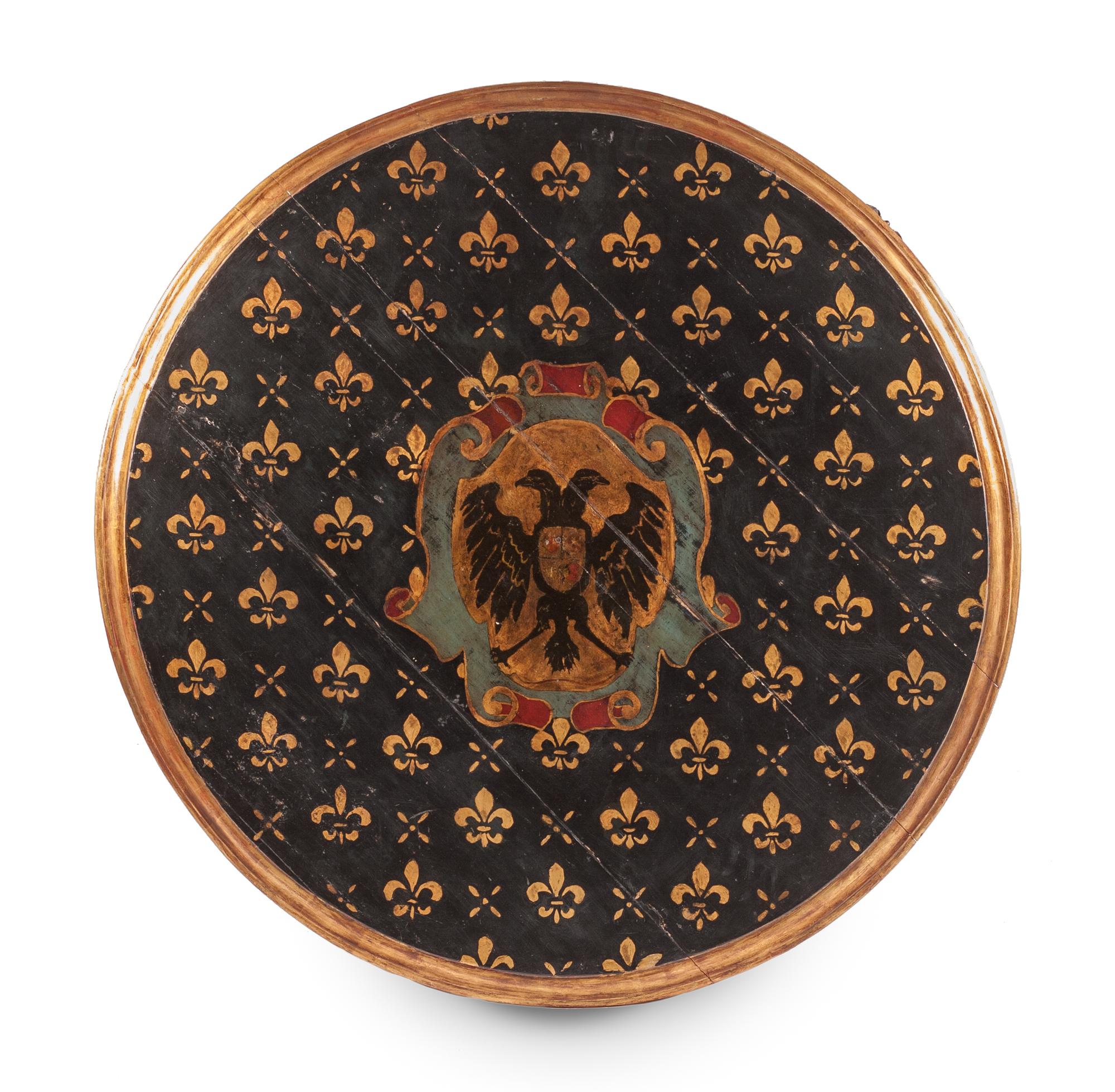 A Continental Carved and Painted Center Table Height 30 x diameter of top 42 1/2 inches. — 19TH CENTURY