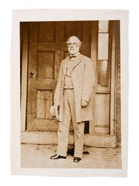 [LEE, Robert E. (1807-1870)]. [BRADY, Mathew (1822-1896), photographer]. Photograph of Robert E. Lee standing in front of his home several days after his surrender at Appomattox. [Richmond, VA, 1865].