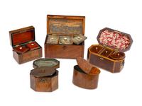Five Georgian and Regency Mahogany Tea Caddies