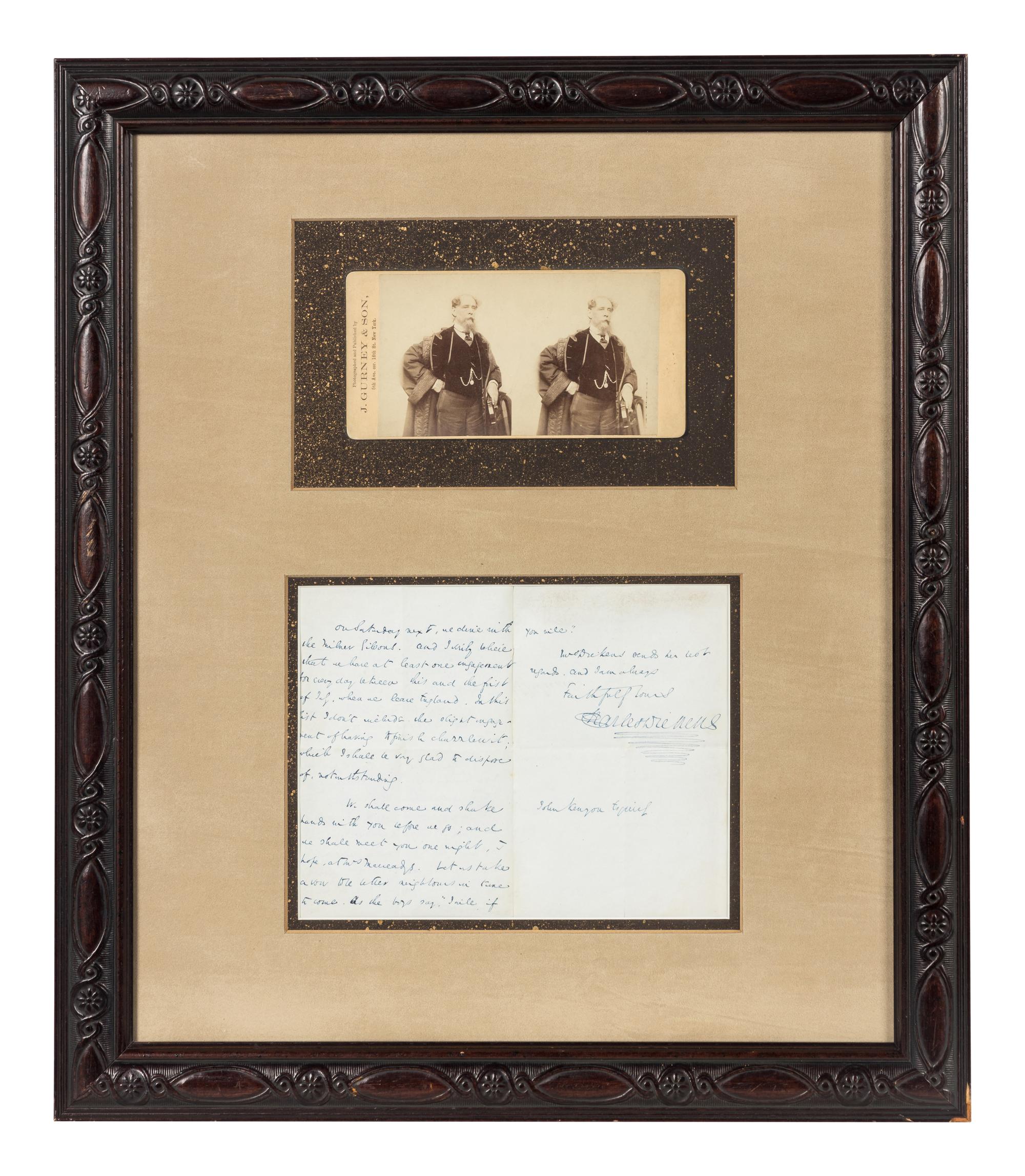 DICKENS, Charles (1812-1870). Autograph letter signed (“Charles Dickens”), to John Kenyon, 5 June 1844.