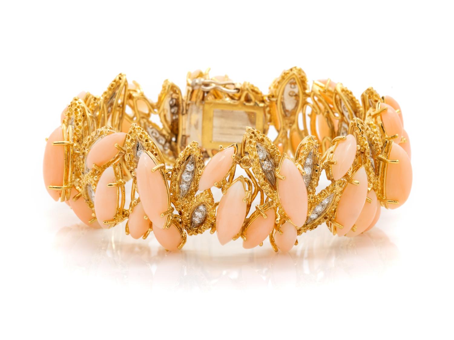 CORAL AND DIAMOND BRACELET