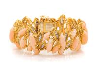 CORAL AND DIAMOND BRACELET