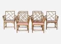 A Set of Six Regency Faux Bamboo Cockpen Armchairs