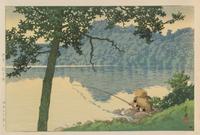 Kawase Hasui, (1883-1957), Matsubara Lake, dated 1941; Nissaka on the Tokaido Road, dated 1942; Cloudy Day in Mito, dated 1946; Autumn