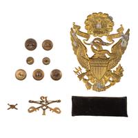 [CIVIL WAR]. A collection of 25 items of Civil War accoutrements and ephemera, incl. buttons, hat plate, and photographs, comprising: