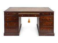 A George III Style Mahogany Partner's Desk — 19TH CENTURY