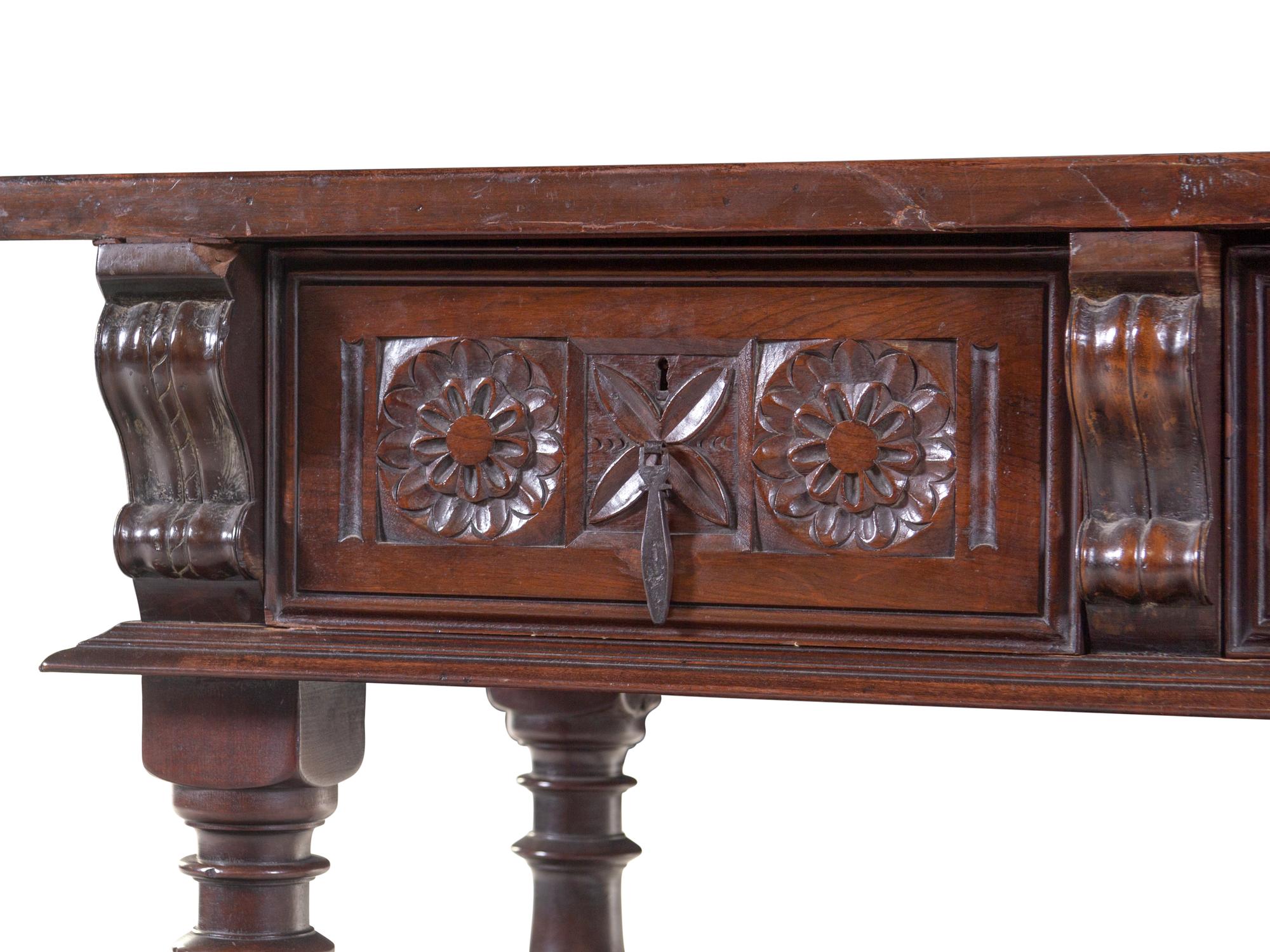 A Spanish or Italian Baroque Style Walnut Sideboard