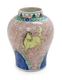 A Wucai Porcelain Jar Height 10 1/2 inches. — 19TH CENTURY