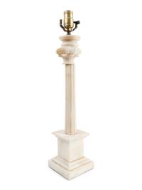 A Columnar Style Alabaster Table Lamp — 20TH CENTURY