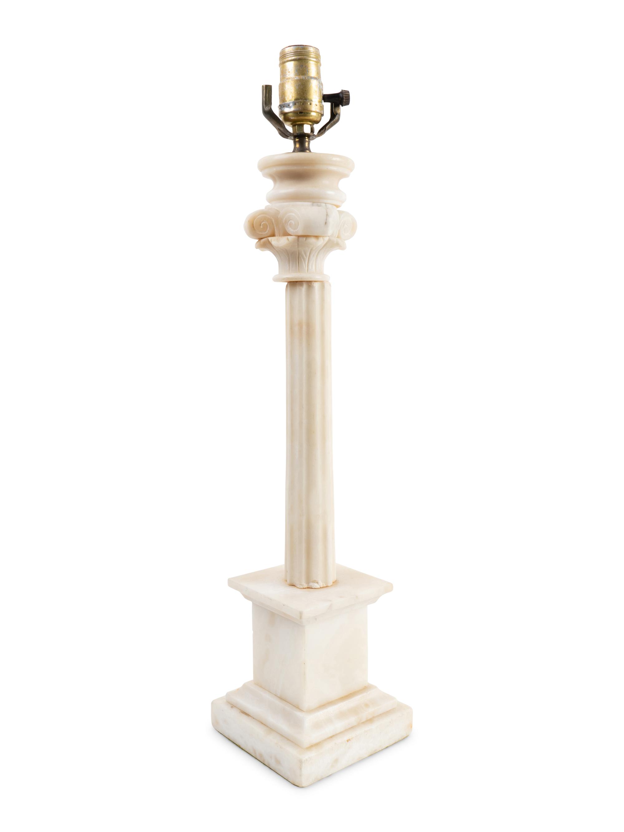 A Columnar Style Alabaster Table Lamp — 20TH CENTURY