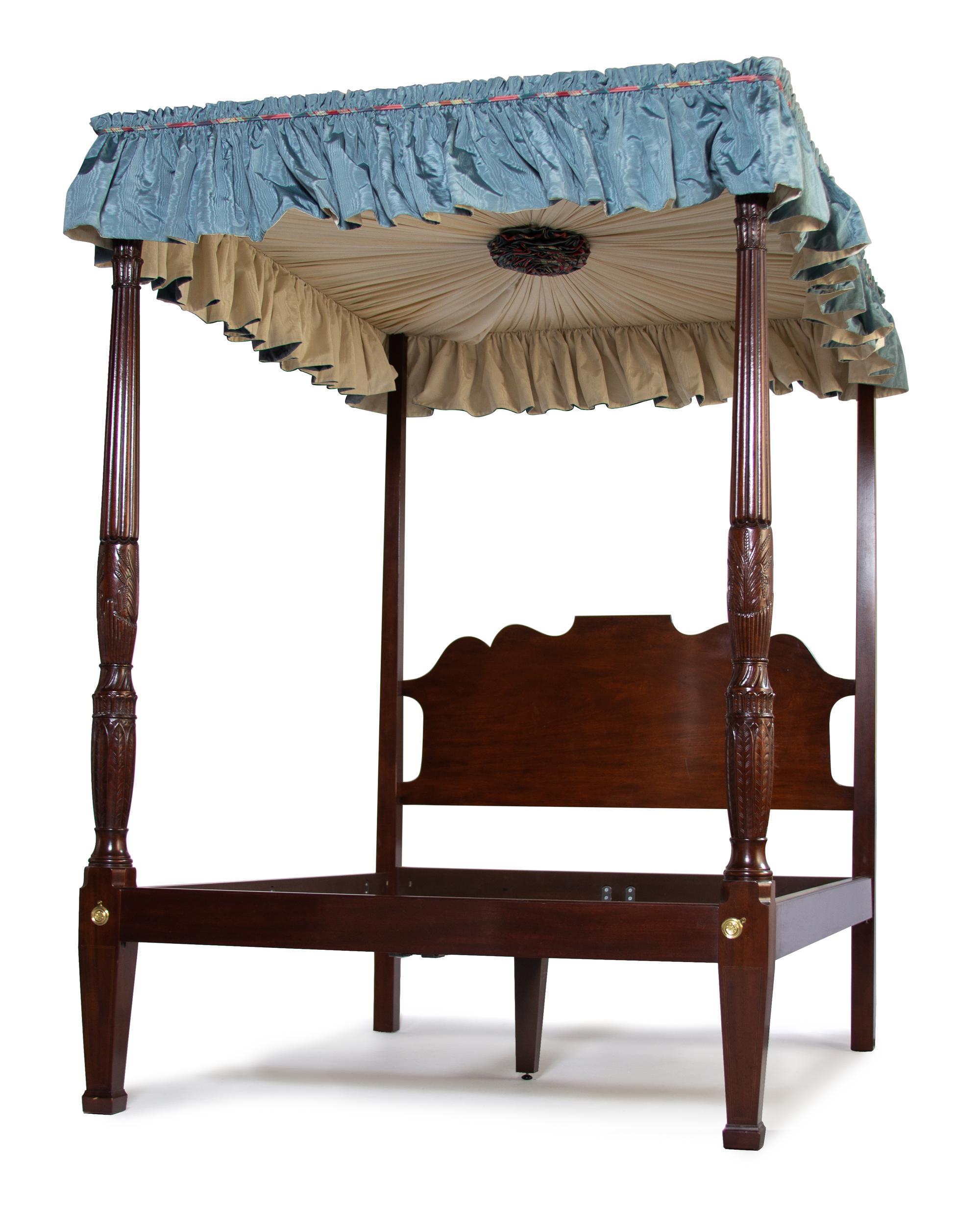 A Federal Style Mahogany Tester Bed Height 91 x width 65 inches. — 20TH CENTURY