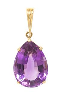 A 14 Karat Yellow Gold and Amethyst Pendant, 8.30 dwts.
