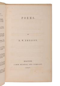 EMERSON, Ralph Waldo (1803-1882). Poems . Boston: James Munroe and Company, 1847.