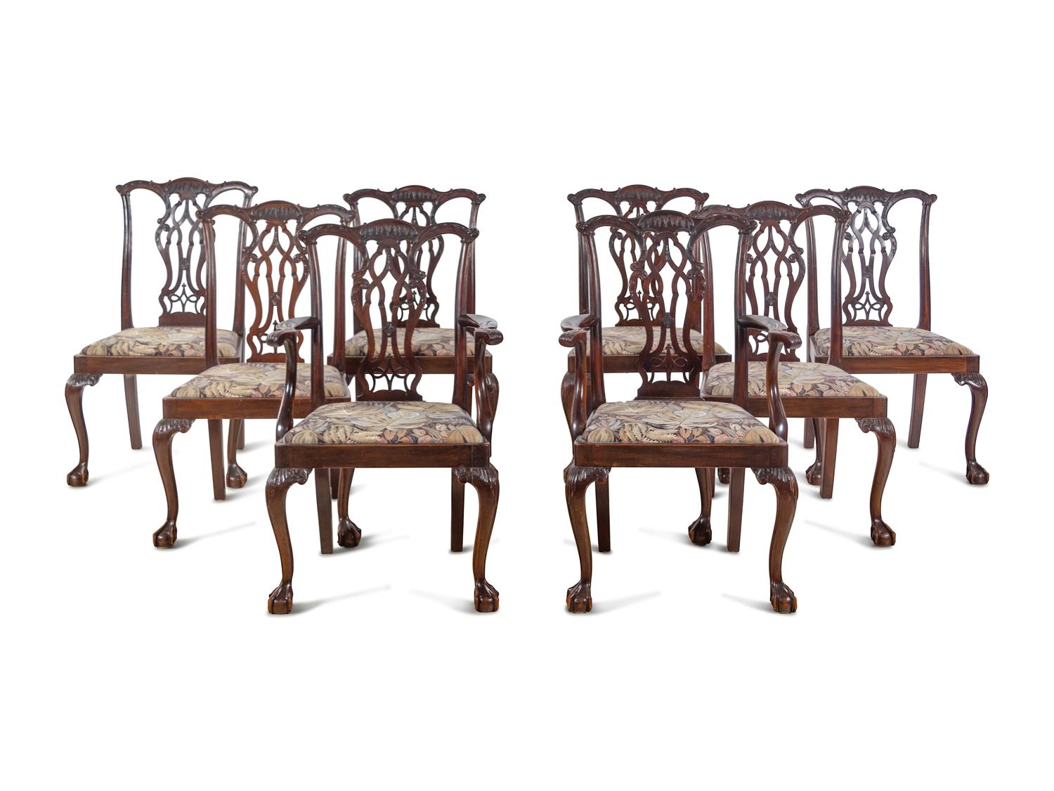 A Set of Eight George III Style Mahogany Dining Chairs