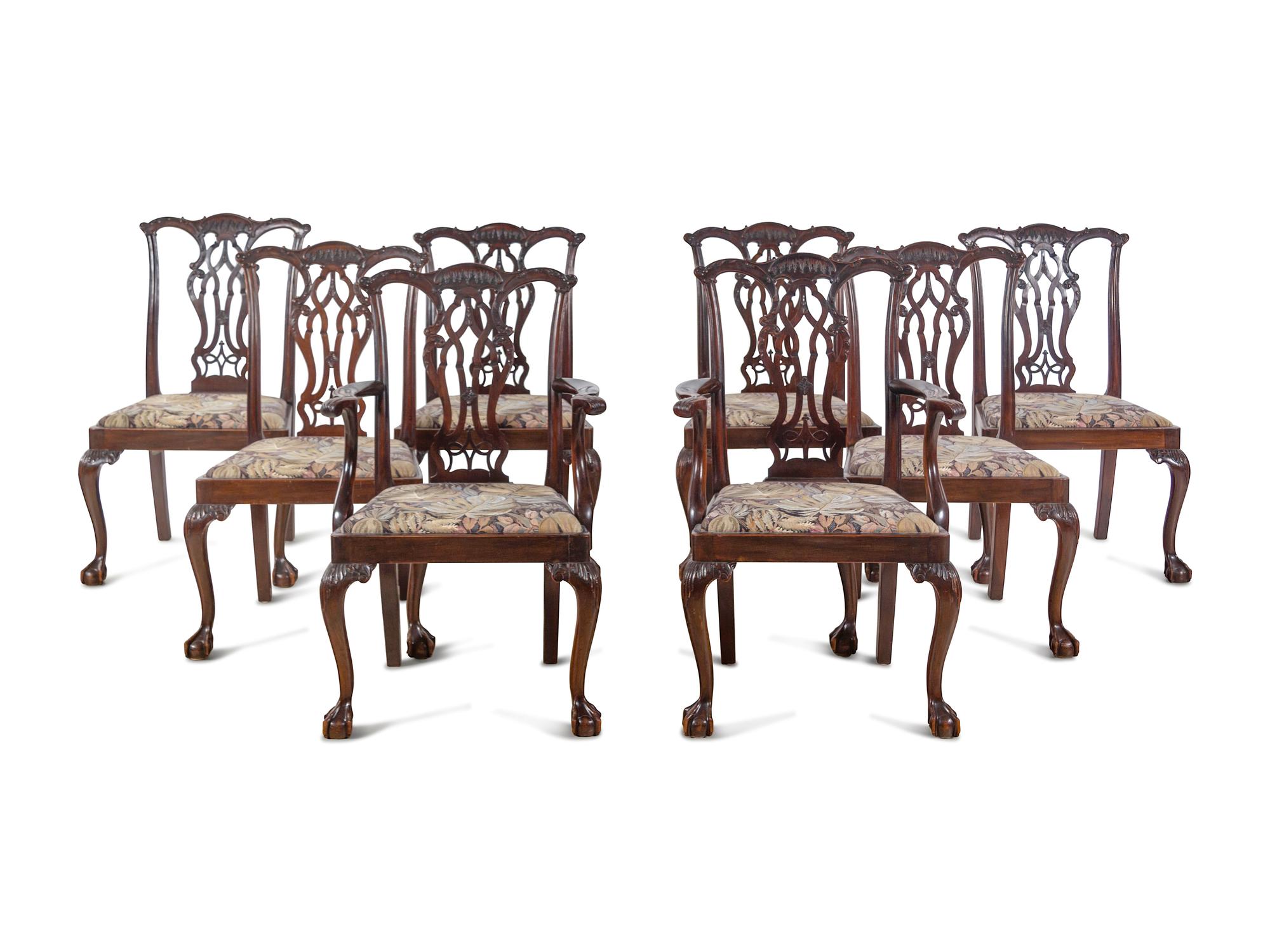 A Set of Eight George III Style Mahogany Dining Chairs