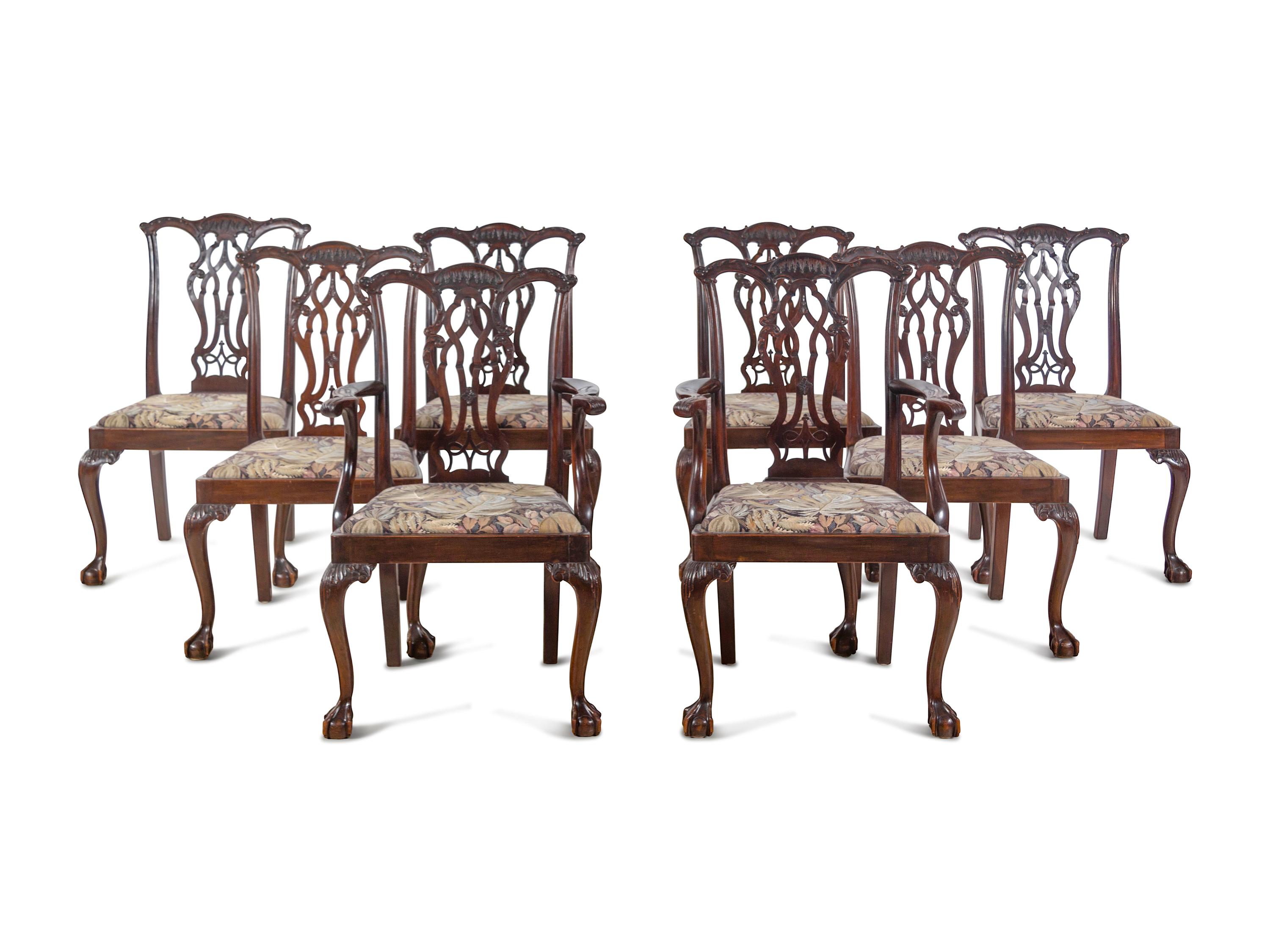 A Set of Eight George III Style Mahogany Dining Chairs