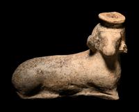 A Corinthian Aryballos in the Form of a Recumbent Ram