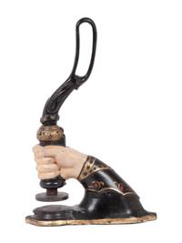 A Polychrome Painted Iron Notary Seal Press