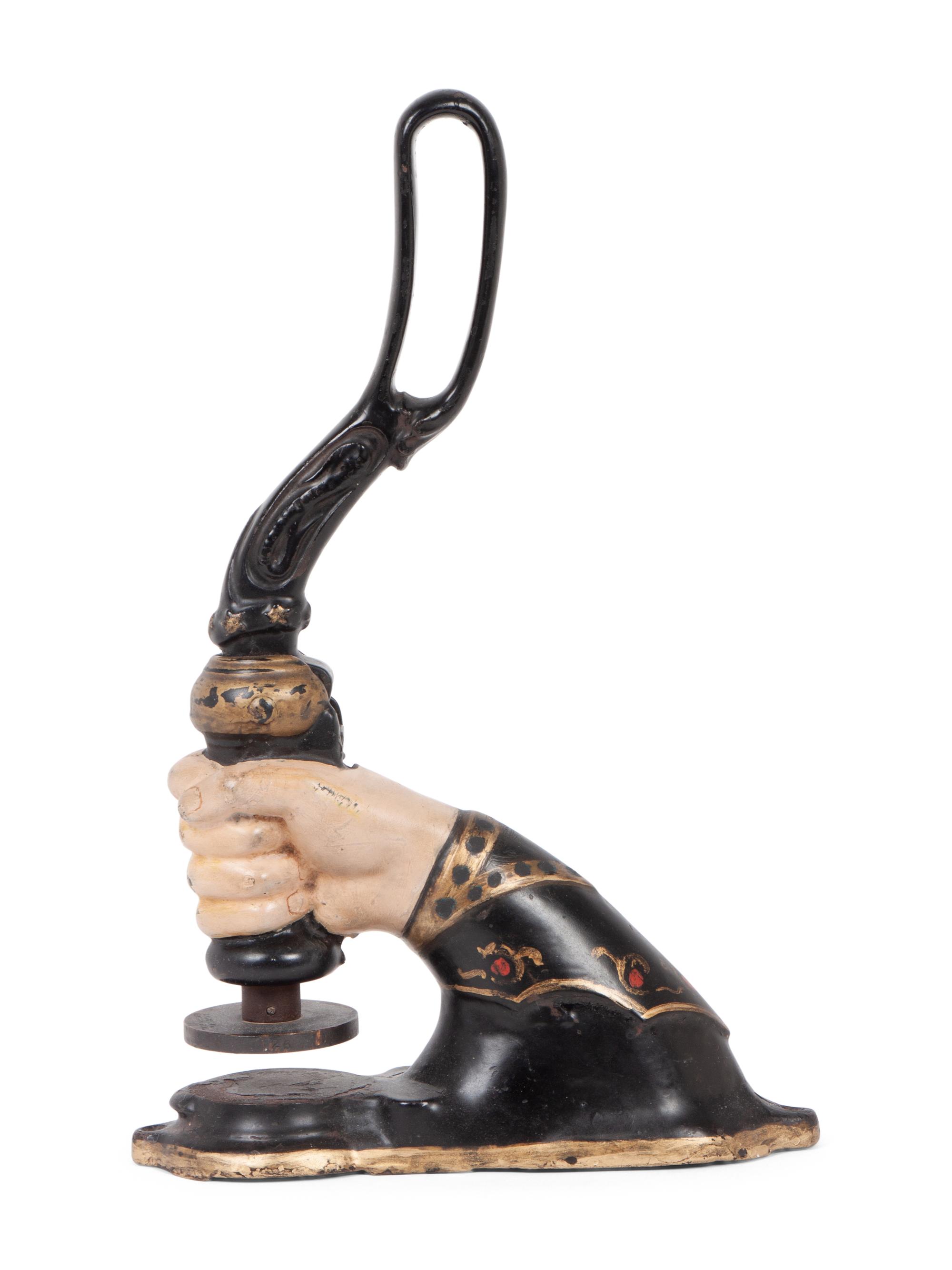 A Polychrome Painted Iron Notary Seal Press