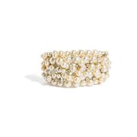 CULTURED PEARL, DIAMOND, AND WHITE GOLD BANGLE BRACELET