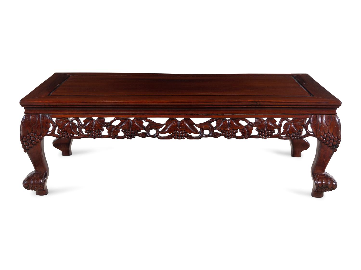A Chinese Carved Rosewood Low Table