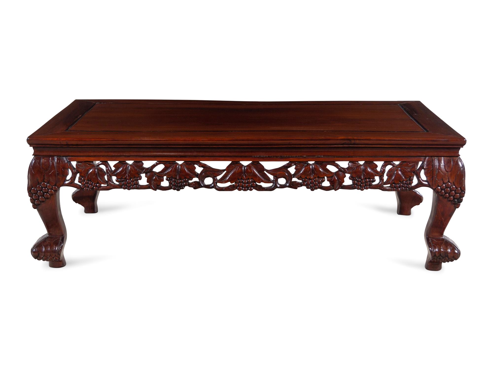 A Chinese Carved Rosewood Low Table