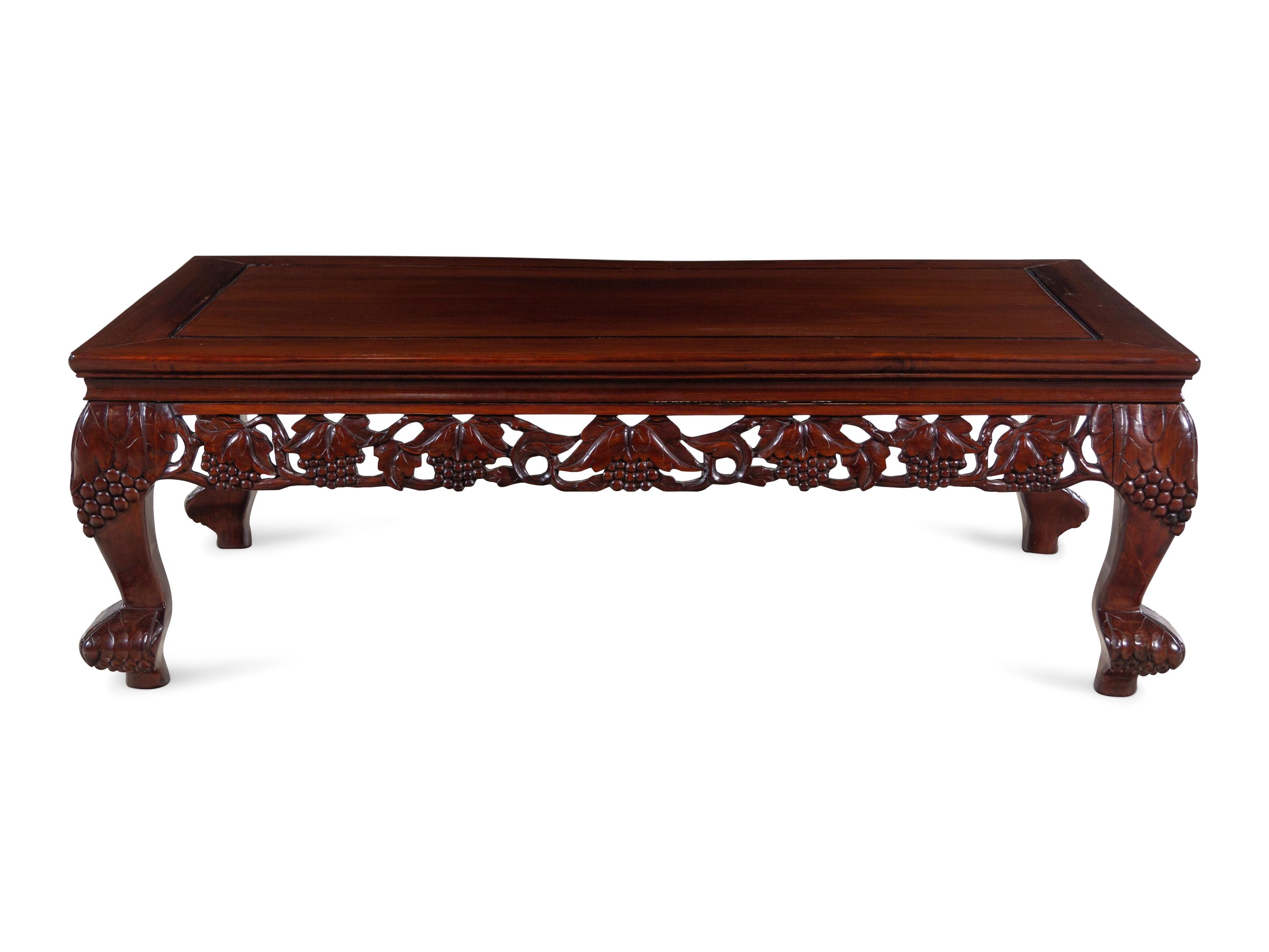 A Chinese Carved Rosewood Low Table