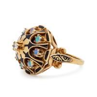 DIAMOND, OPAL AND ENAMEL RING