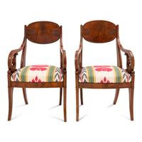 A Pair of Russian or Baltic Neoclassical Mahogany Armchairs