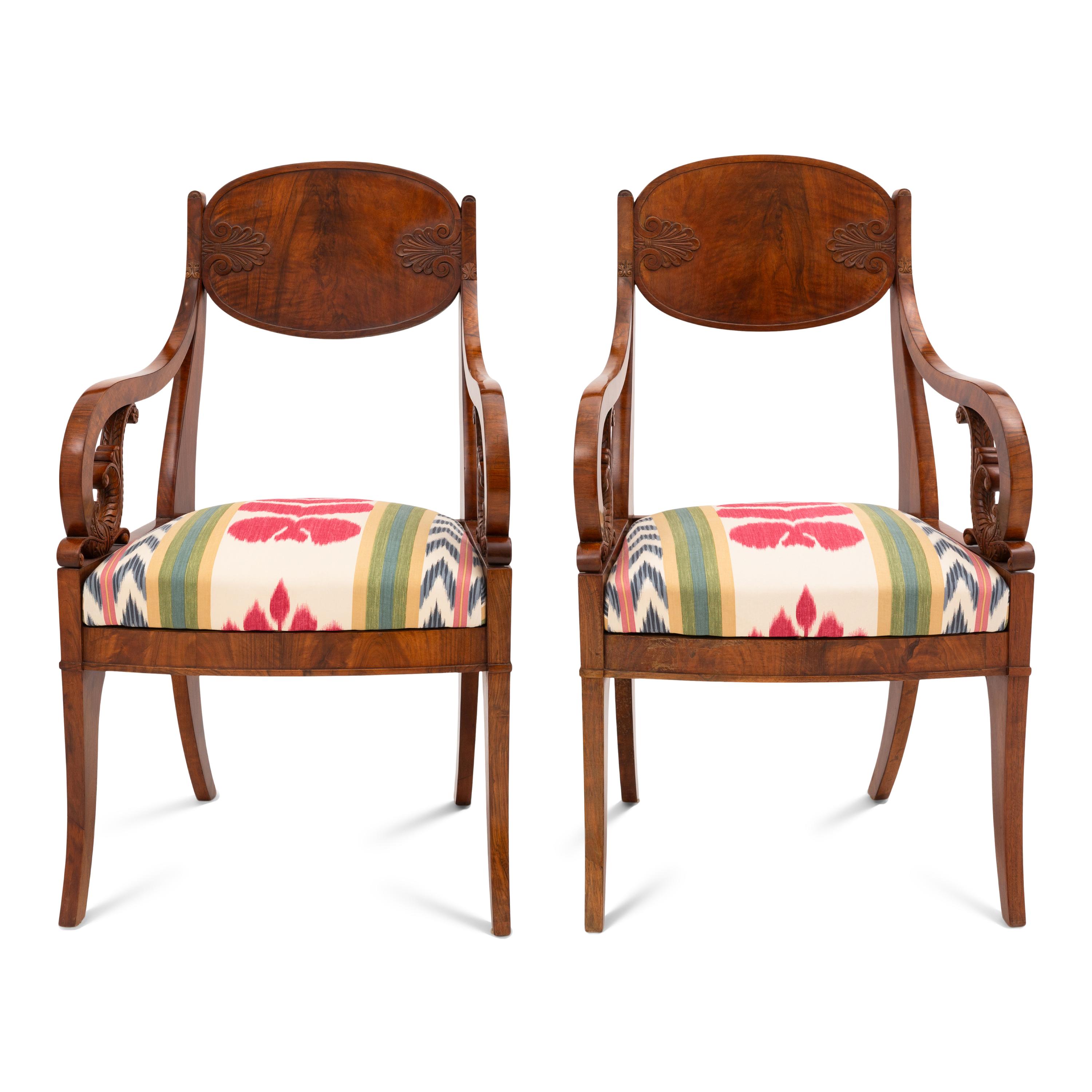 A Pair of Russian or Baltic Neoclassical Mahogany Armchairs