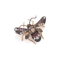 VICTORIAN, SAPPHIRE, RUBY, AND DIAMOND INSECT BROOCH