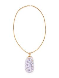 YELLOW GOLD AND LAVENDER JADE NECKLACE