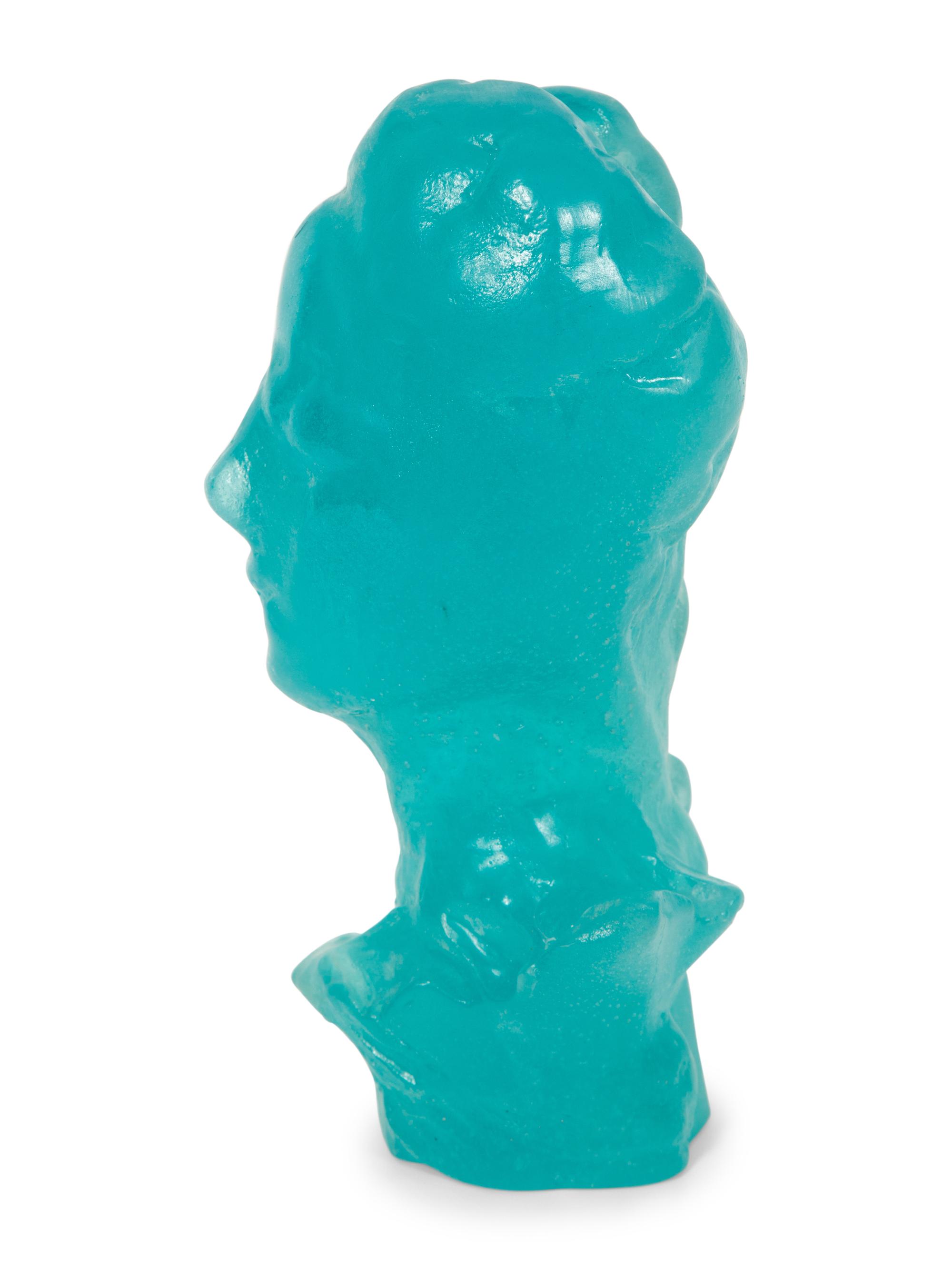 A Daum Pâte de Verre Bust of a Woman and a Daum Ombre Verte Pâte de Verre and Chrome Relief Sculpture