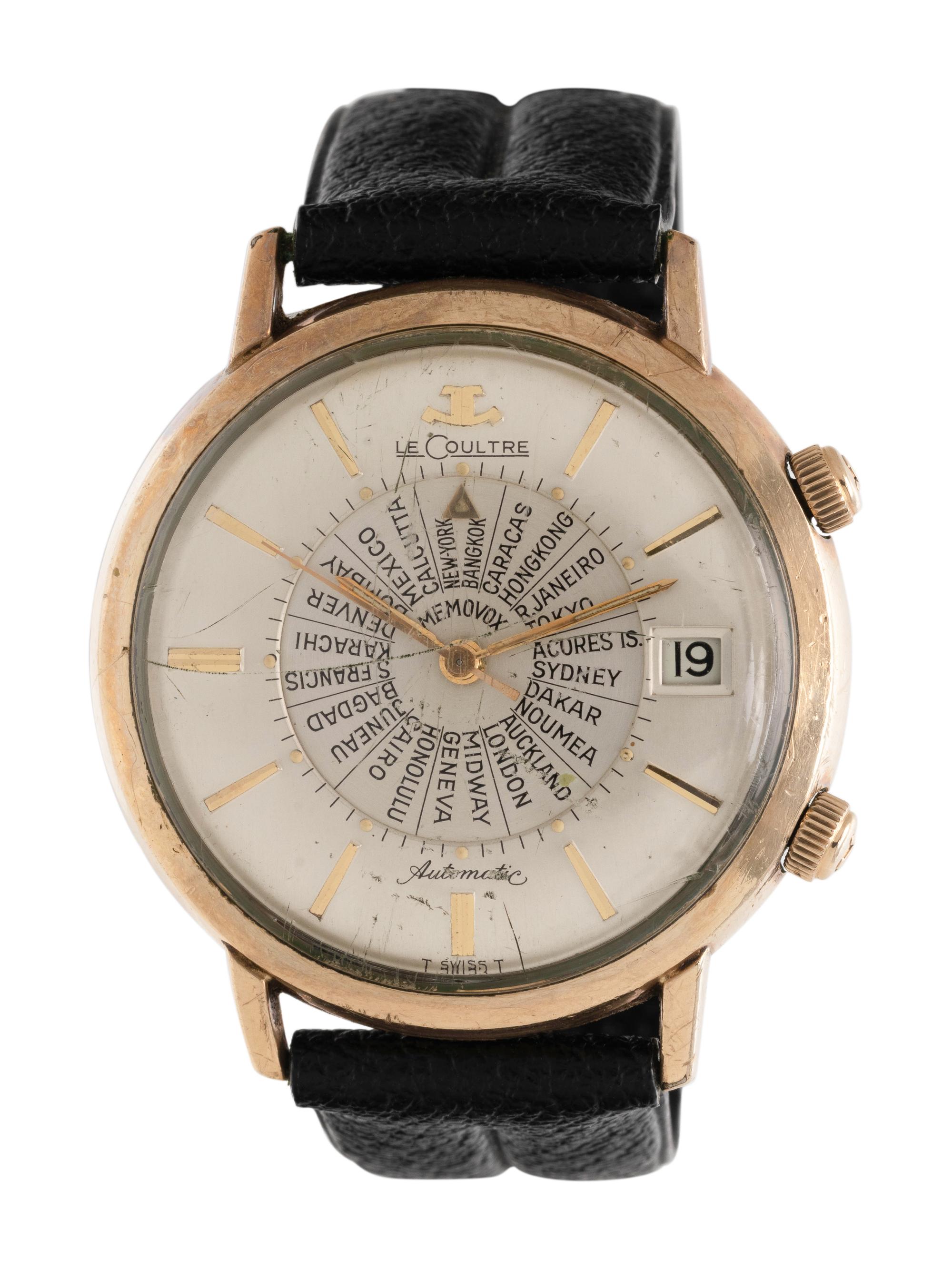 JAEGER-LeCOULTRE, MEMOVOX, VINTAGE, 10K GOLD-FILLED WORLD TIME ALARM WRISTWATCH