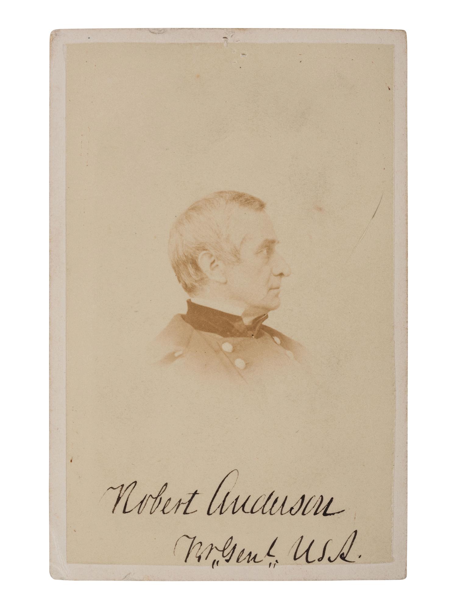 [CIVIL WAR]. Autographed CDV of Brigadier General Robert Anderson with rank. New York: Brinckerhoff's, n.d.