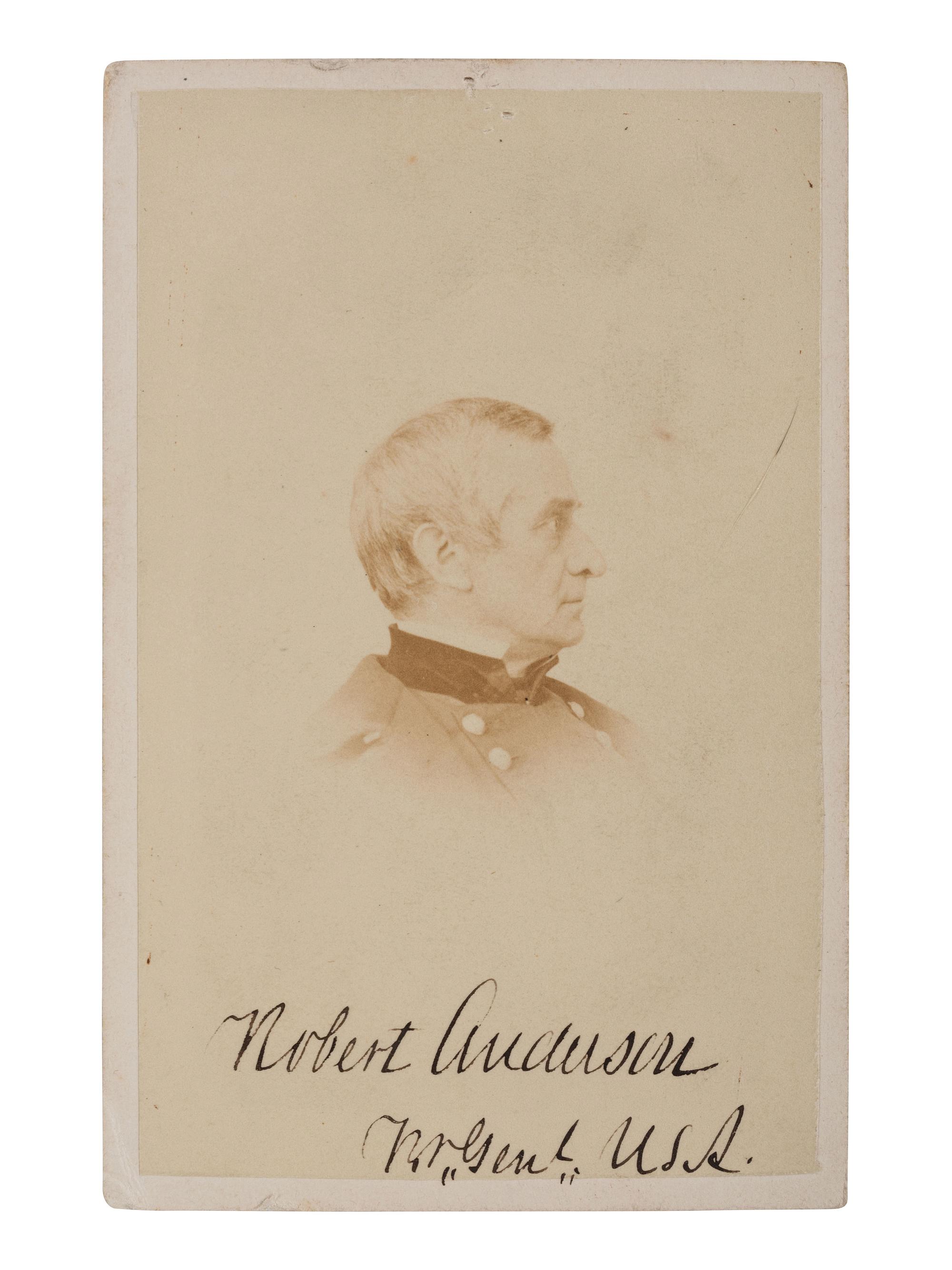 [CIVIL WAR]. Autographed CDV of Brigadier General Robert Anderson with rank. New York: Brinckerhoff's, n.d.