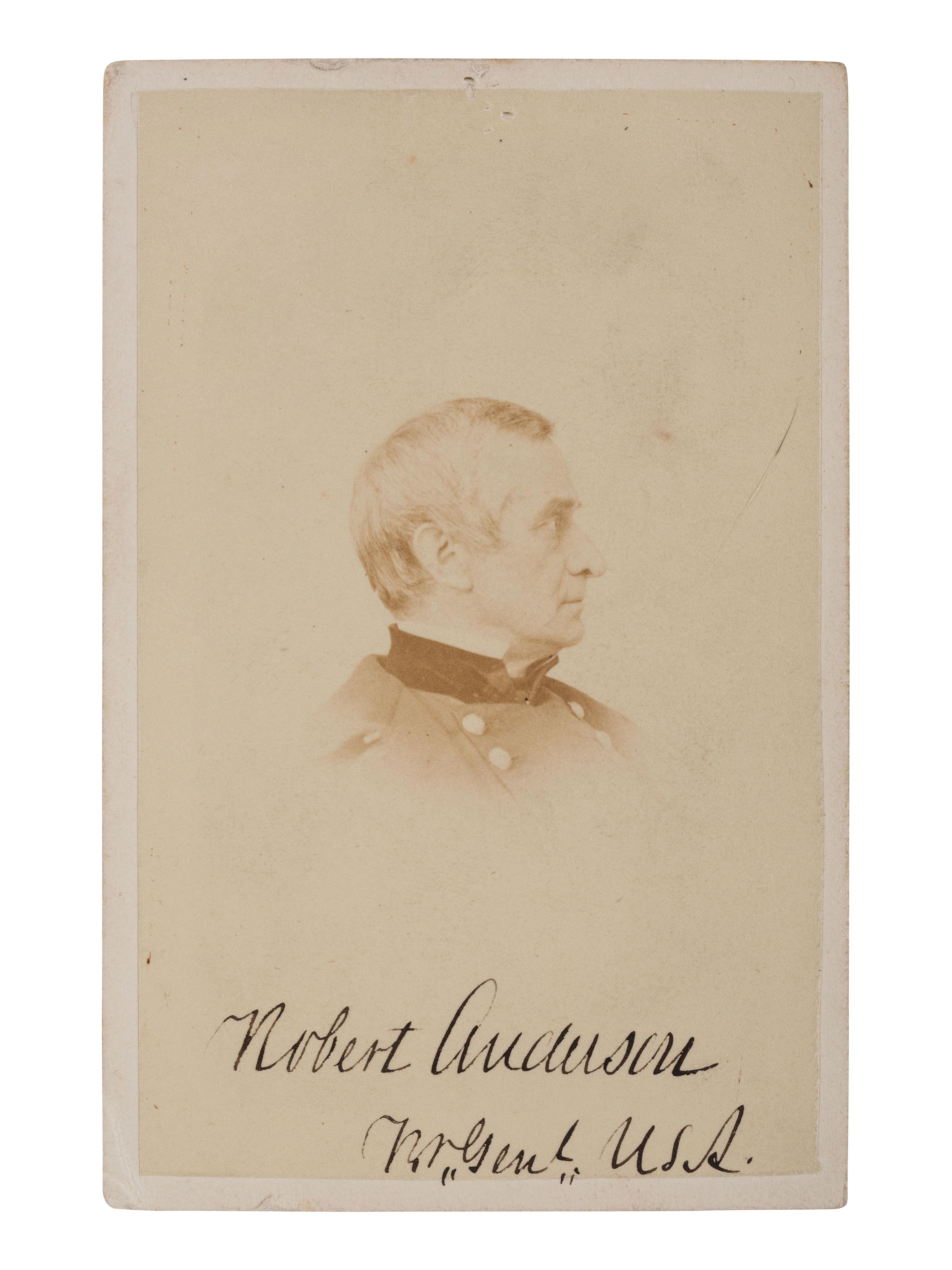 [CIVIL WAR]. Autographed CDV of Brigadier General Robert Anderson with rank. New York: Brinckerhoff's, n.d.